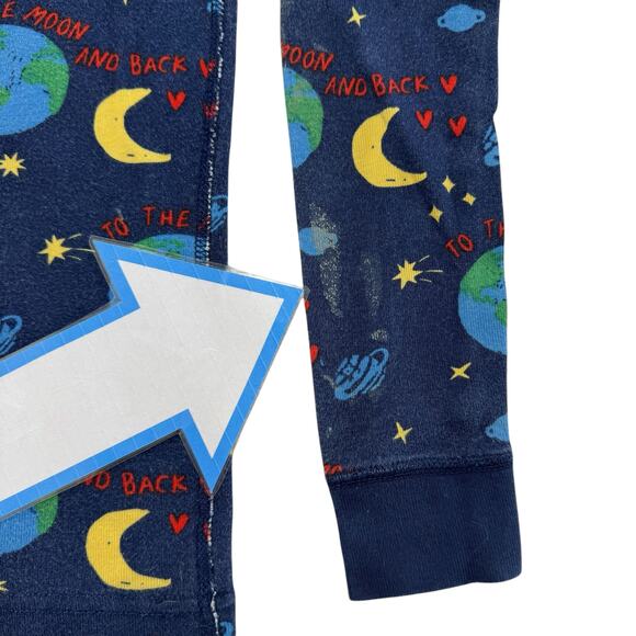 HANNA ANDERSSON Blue Space Moon and Back Long John Pajamas Size 130 8 Planets - Picture 7 of 7